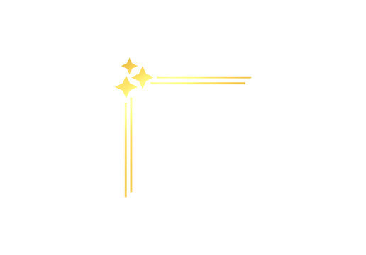 Elegant Gold Triple Diamond Corner Accent Border with Thin Double Line Decorative Frame Element PNG