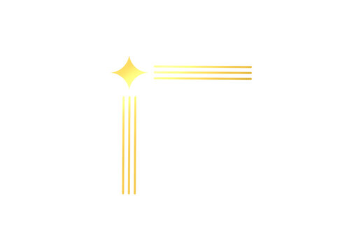 Minimal Gold Diamond Corner Accent Border with Triple Line Decorative Frame Element PNG