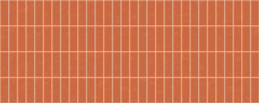 Tile texture for kitchen or bathroom wall and floor, brown seamless background. Ceramic vertical tiles, subway pattern with stone texture. Terracotta bg, empty interior surface, vector illustration