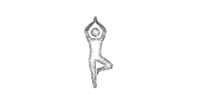 Sketch tree pose icon animation - smooth progressive reveal