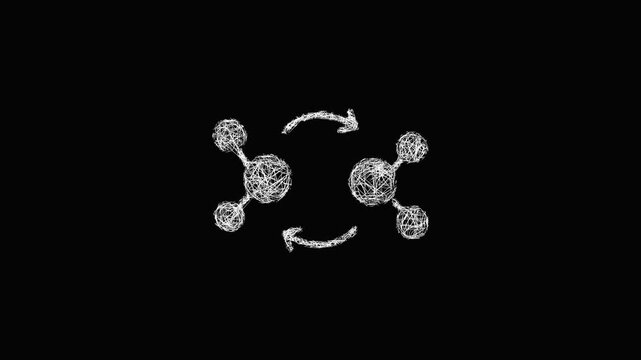 Sketch redox reaction icon animation - smooth progressive reveal