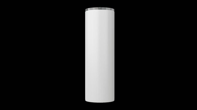 Realistic 20oz tumbler rotating on a transparent background. Suitable video for showcasing custom artwork, logos, wraps, and branding with smooth 360 animation.