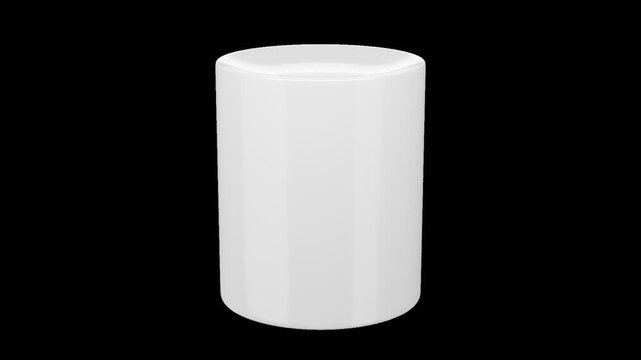Realistic rotating ceramic money bank on an isolated transparent background. Suitable for showcasing custom artwork, branding, and print designs with smooth 360 product animation.