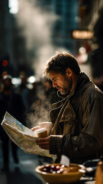 Lost in thought, finding warmth in a map and coffee