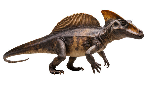 Isolated prehistoric Dimetrodon walking, detailed ancient synapsid predator, historical reptile model