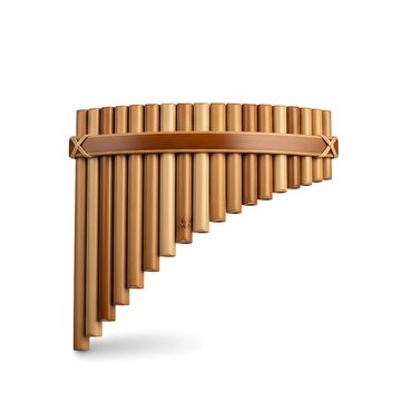 A handcrafted pan flute made of natural bamboo rests on a clean surface, its smooth wooden pipes promising melodic tunes.