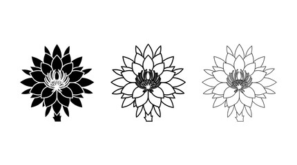 Obraz premium Lotus flower icon set. Floral bloom symbols isolated on transparent background
