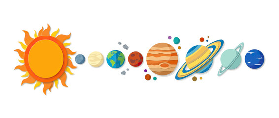 Stylized Solar System Planets and Sun Illustration © Varel