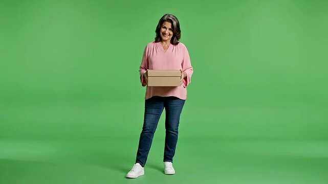 Customer Excitedly Reacting to a Perfect-Fitting Product Unboxing on Green Screen Background