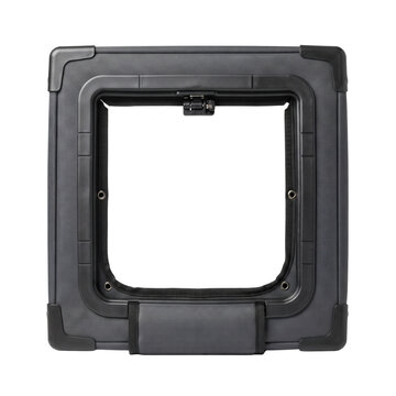 Black square fabric pet door frame on transparent background
