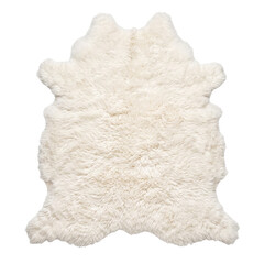 White fluffy sheepskin rug hide on transparent background © shuphanida