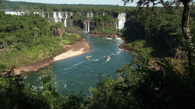 Iguazu Falls Waterfalls in Argentina and Brazil at the Triple Frontier

