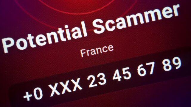 Potential Scammer Suspicious Line Call Alert on Phone Screen