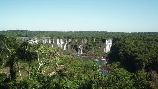Iguazu Falls Waterfalls in Argentina and Brazil at the Triple Frontier
