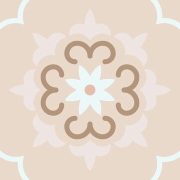Vintage Pastel Floral Tile Pattern with Floral Ornament and Mandalas