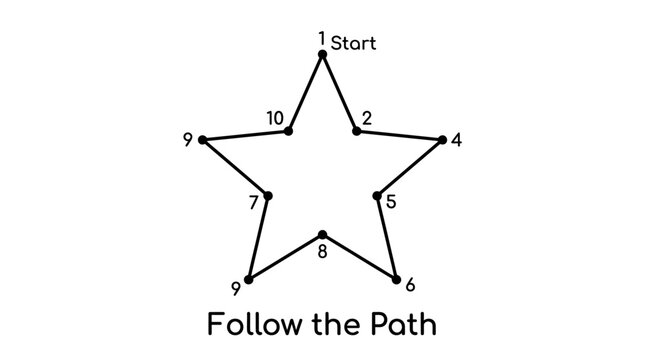 A simple dot to dot star puzzle for children.