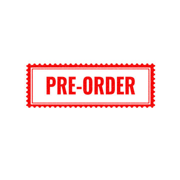 Red pre-order stamp sign with grunge texture