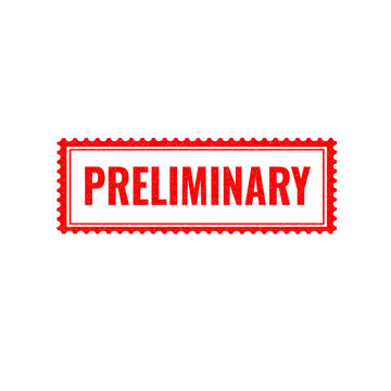 Red preliminary stamp sign with grunge texture