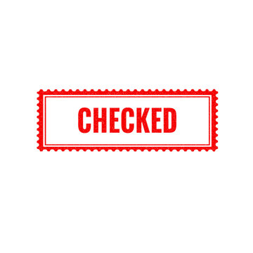 Red checked stamp sign with grunge texture
