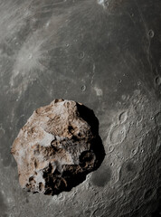 Asteroids in Space and the moon, Elements of this image furnished by NASA, 3D illustration © Mikael Damkier