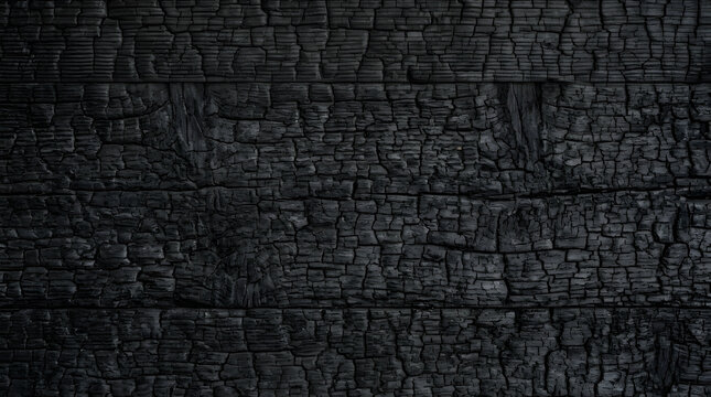 Charred Wood Texture, Dark Burnt Timber Surface, Rustic Black Grain Background, Abstract Grunge Material