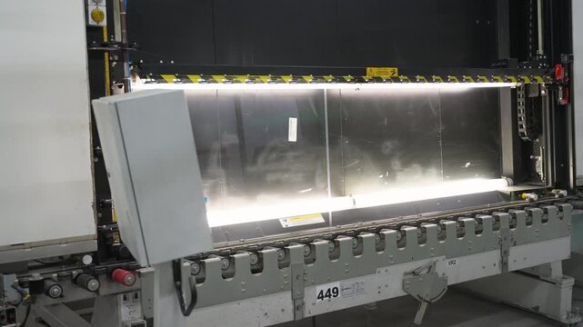 Automated sorter machine diverting packages on conveyor belt