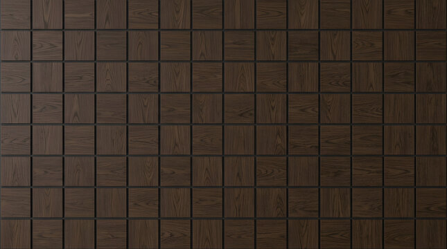 Dark Wood Tile Texture, Seamless Brown Timber Panel Background, Natural Grain Pattern for Interior Design and Construction
