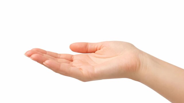 A human hand with an open palm extended forward as if ready to accept something or making a friendly gesture.