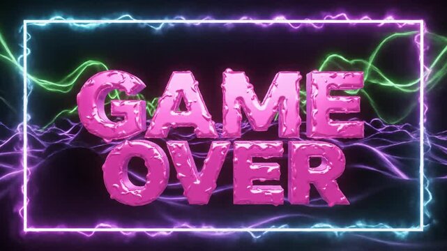 Pink Game Over text with neon glowing frame