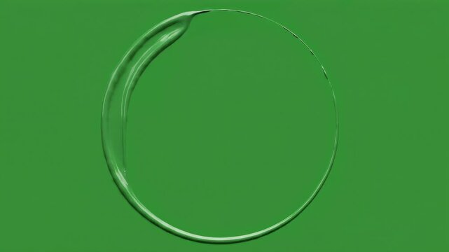 Green Fluid Liquid Stroke Forming a Circle Shape Animation on Chroma Key Green Screen Background for Graphic Design
