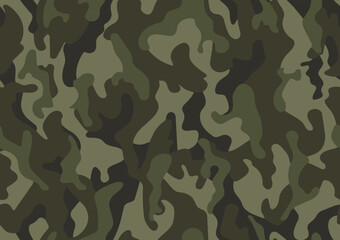Fototapeta premium Full Seamless woodland camouflage pattern. Modern army print with organic shapes. Tactical background for outdoor accessories. Great for fabric, shirts, wallpaper, wraps.