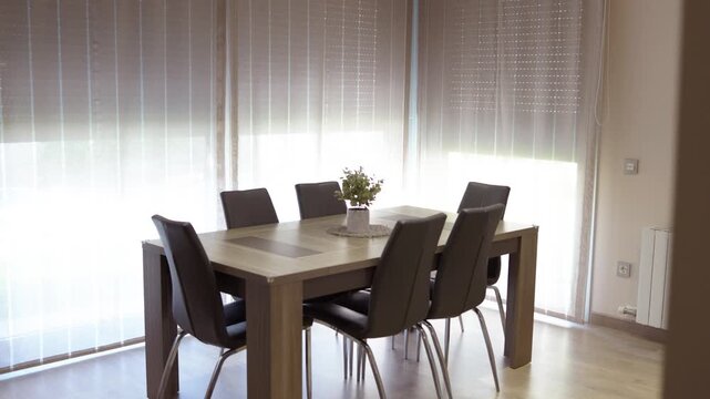 Modern extendable dining room table and chairs set