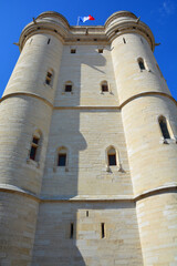 Obraz premium PARIS FRANCE: The Chateau de Vincennes is a massive 14th and 17th century French royal fortress in the donjon tower, 52 meters high, the tallest medieval fortified structure of Europe