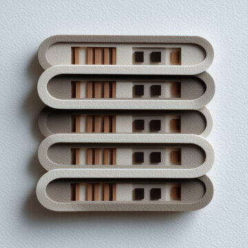 3D paper craft stacked database storage modules for data center concept, 데이터 센터 개념을 위한 3D 페이퍼 크래프트 적층형 데이터베이스 스토리지 모듈