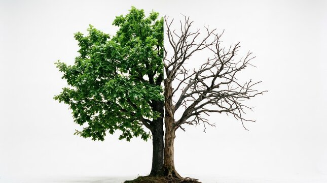 Split Tree Showing Life and Death Contrast.