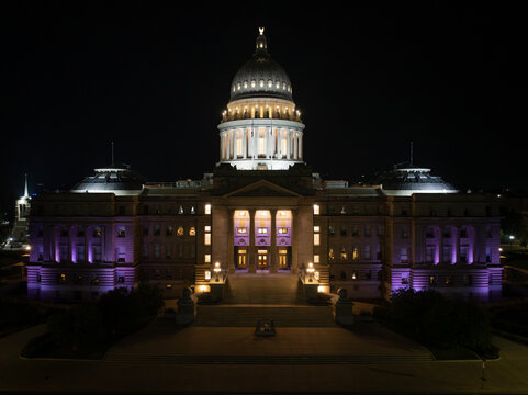 Nighttime view of a majestic civic building