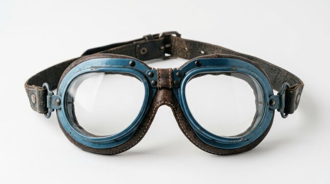 Vintage Aviator Goggles With Leather Strap.