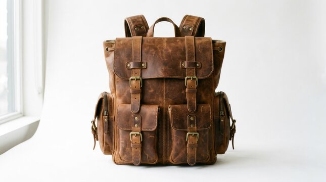 Vintage Leather Backpack for Travel and Everyday Use.