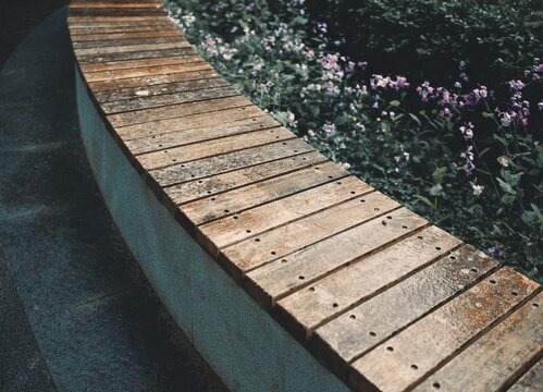 Curved Wooden Bench