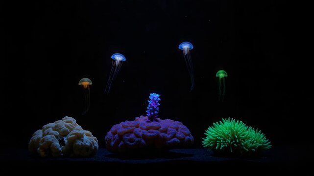 Vibrant colors of coral reef and marine life under the sea.