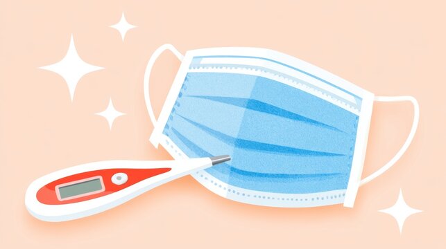 Mask and thermometer on a light background showing health safety and wellness practices Generative AI