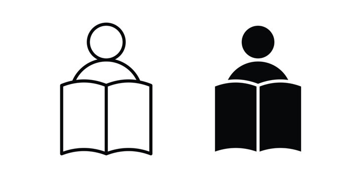 Book open reader icon solid symbol collection
