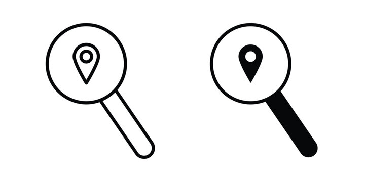 Search Location icon solid symbol collection