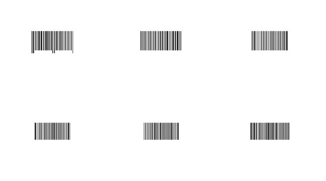 Barcode Graphics. Retail UPC scanner elements, digital product tracking ean tags.