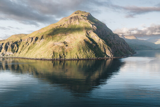 Majestic Coastal Mountain Reflection in Unalaska