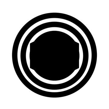 Black circles form concentric rings against a stark white background