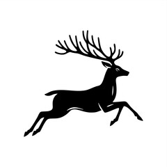 Fototapeta premium simple silhouette full body of deer stag jumping vector