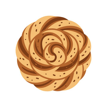 Sweet Swirl Pastry With Cinnamon Filling Isolated on White Background