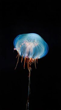 Jellyfish in the black water,4K, AI generated
