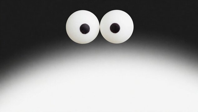 Pair of large, comical googly eyes on a dark studio background